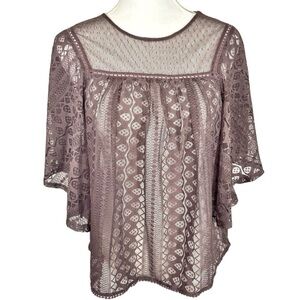 🌸NWT- Maurice's - Purple Sheer Bat Wing Sleeve Blouse- XS